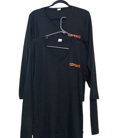 Sport-Tek Ladies XL Coveris Black V-Neck Long Sleeve Shirt Set 2 - Picture 2 of 8